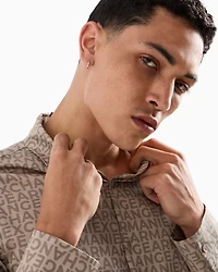 Regular fit patterned satin cotton shirt