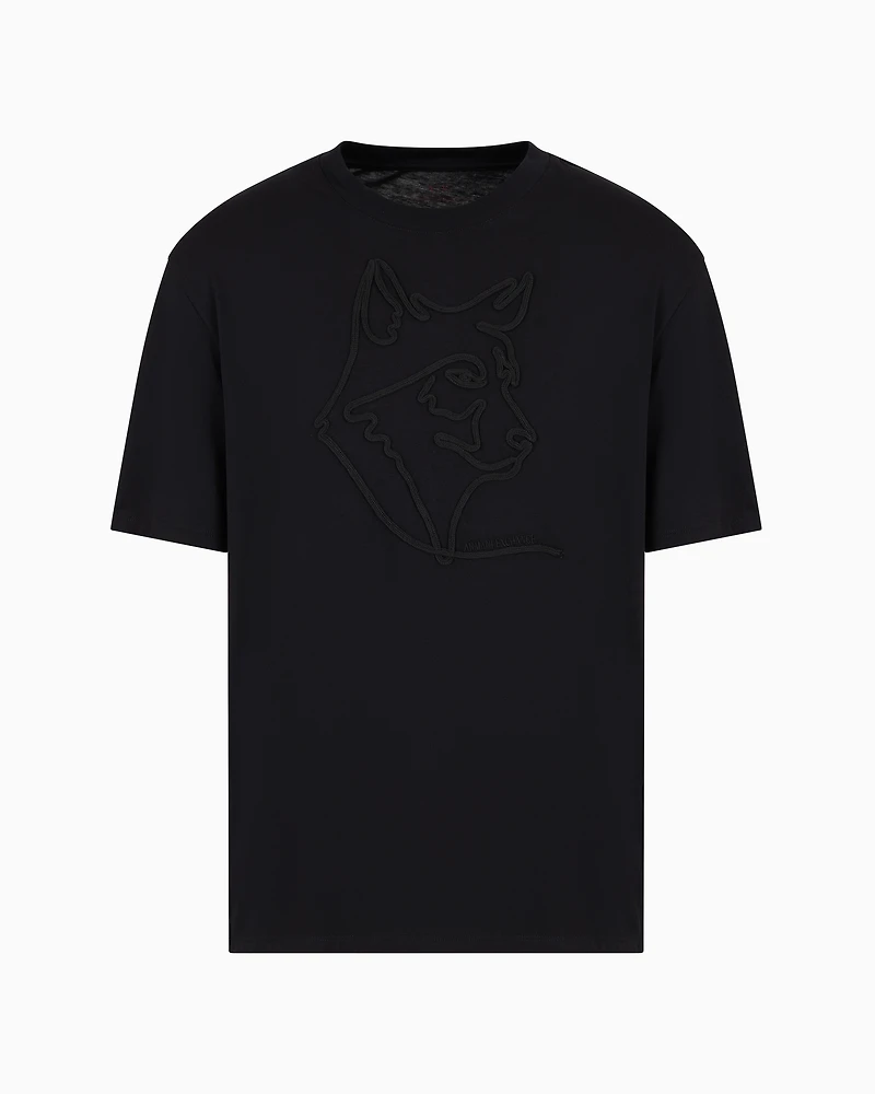 Regular fit T-shirt with tone-on-tone embroidery organic cotton