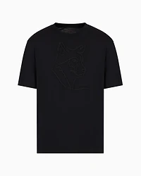 Regular fit T-shirt with tone-on-tone embroidery organic cotton