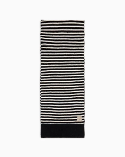 Striped scarf with logo patch