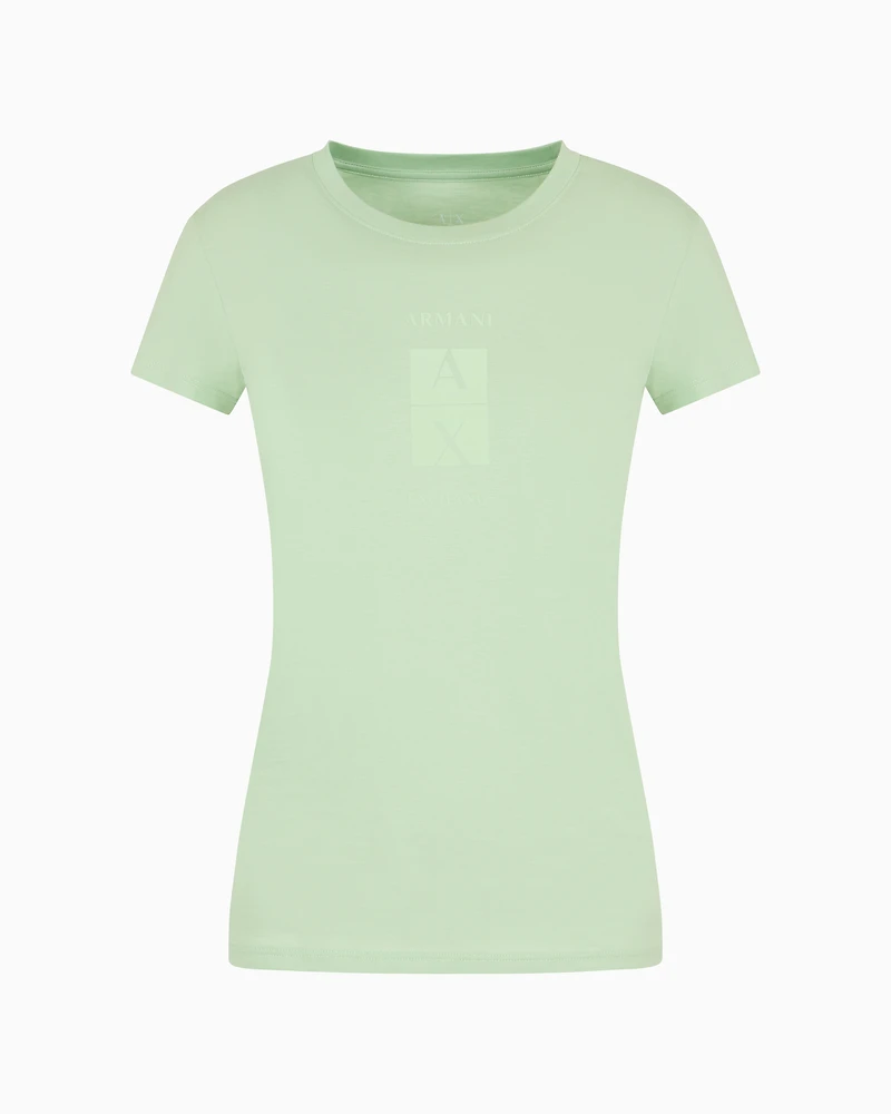 Slim fit pima cotton t-shirt with tone-on-tone logo