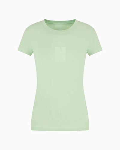 Slim fit pima cotton t-shirt with tone-on-tone logo