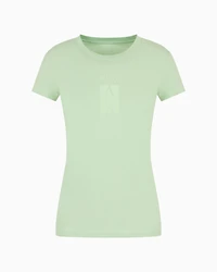 Slim fit pima cotton t-shirt with tone-on-tone logo