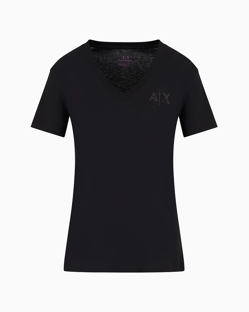 Regular fit V-neck T-shirt fabric