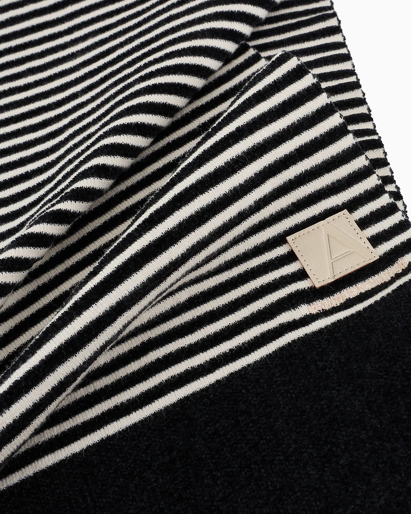 Striped scarf with logo patch