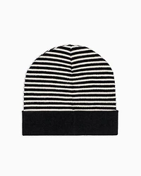 Striped beanie hat with logo