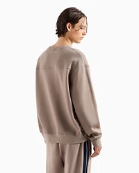 organic cotton crewneck sweatshirt with maxi logo and A-line