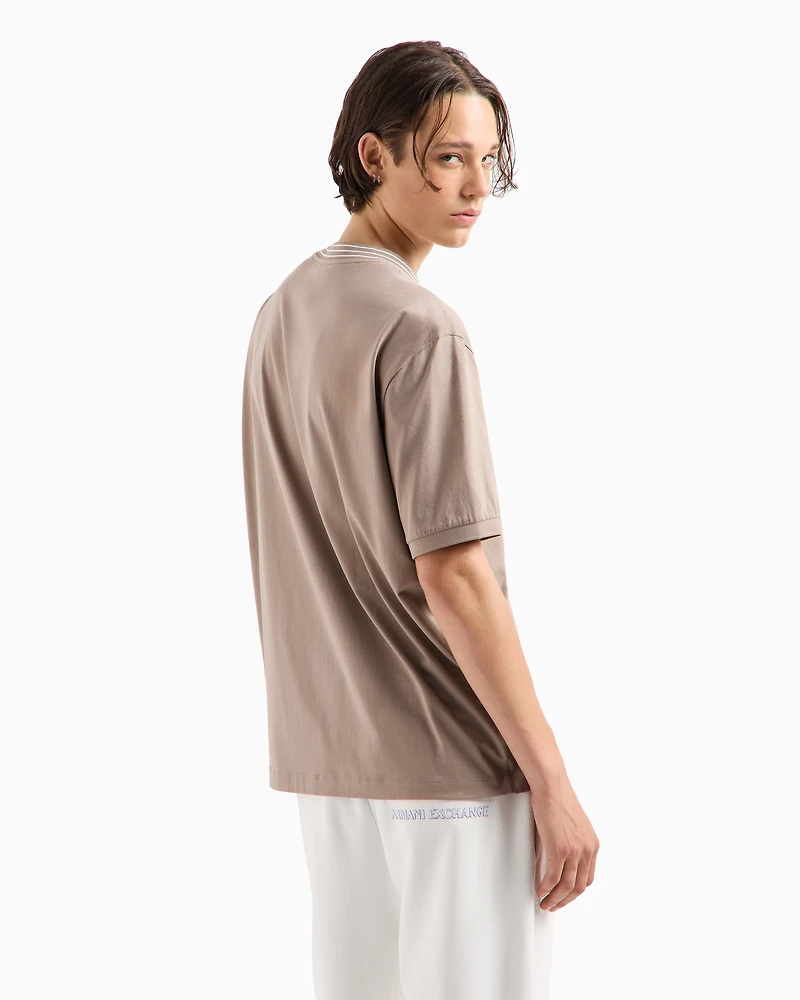 Regular fit T-shirt with striped crew neck ASV mercerised cotton