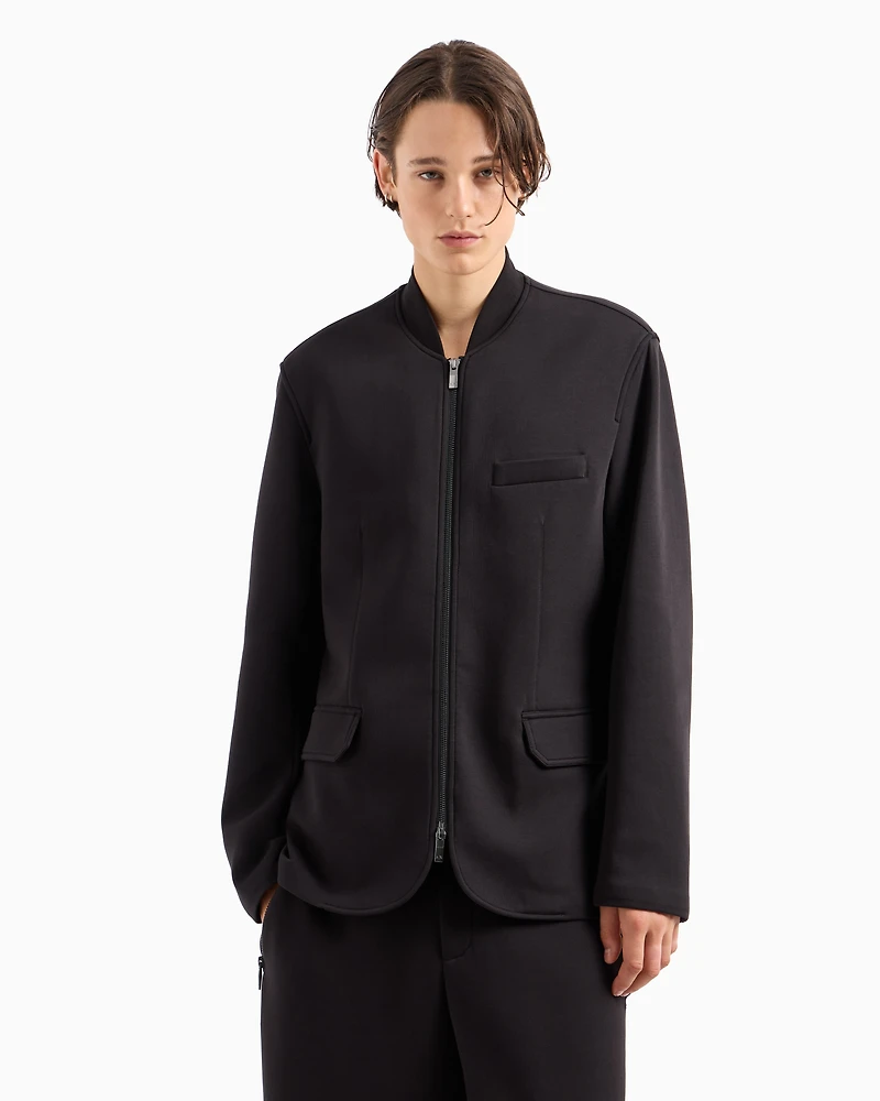 Bonded cotton long zip jacket