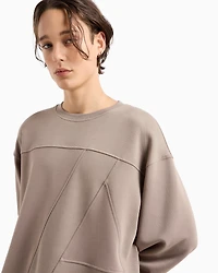 organic cotton crewneck sweatshirt with maxi logo and A-line