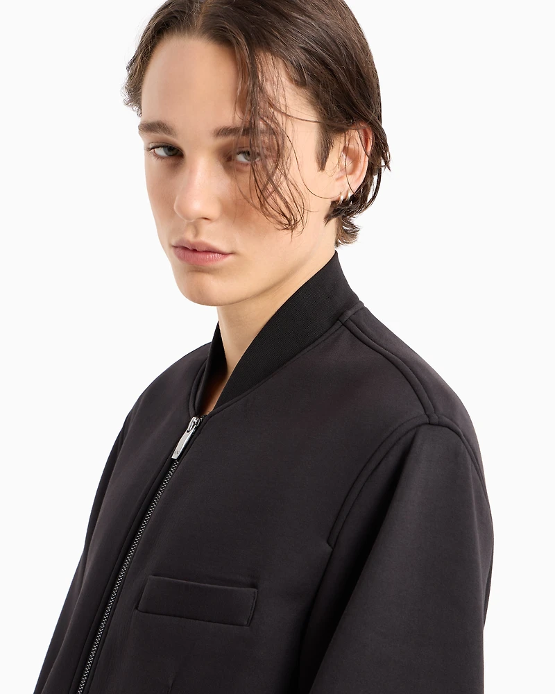 Bonded cotton long zip jacket