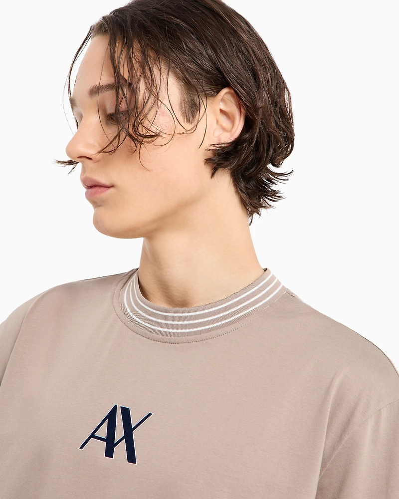 Regular fit T-shirt with striped crew neck ASV mercerised cotton