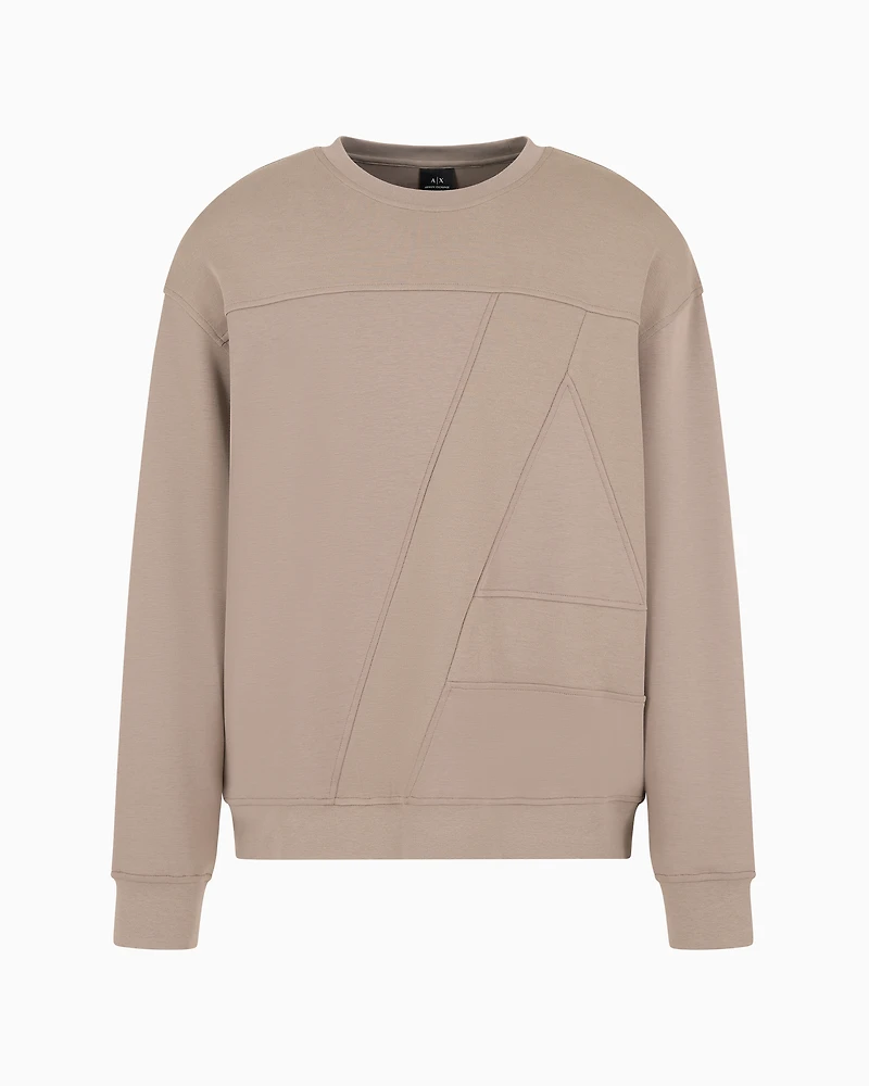 organic cotton crewneck sweatshirt with maxi logo and A-line