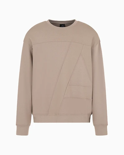 organic cotton crewneck sweatshirt with maxi logo and A-line