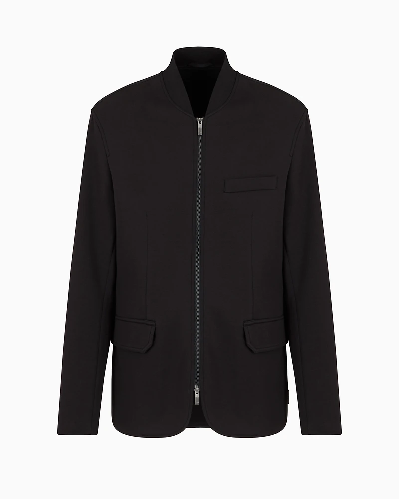 Bonded cotton long zip jacket