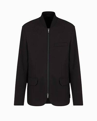 Bonded cotton long zip jacket