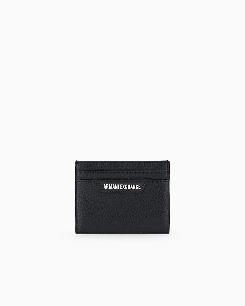 Card holder with logo plate in recycled ASV material