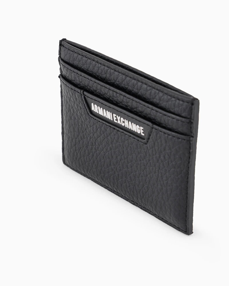Card holder with logo plate in recycled ASV material