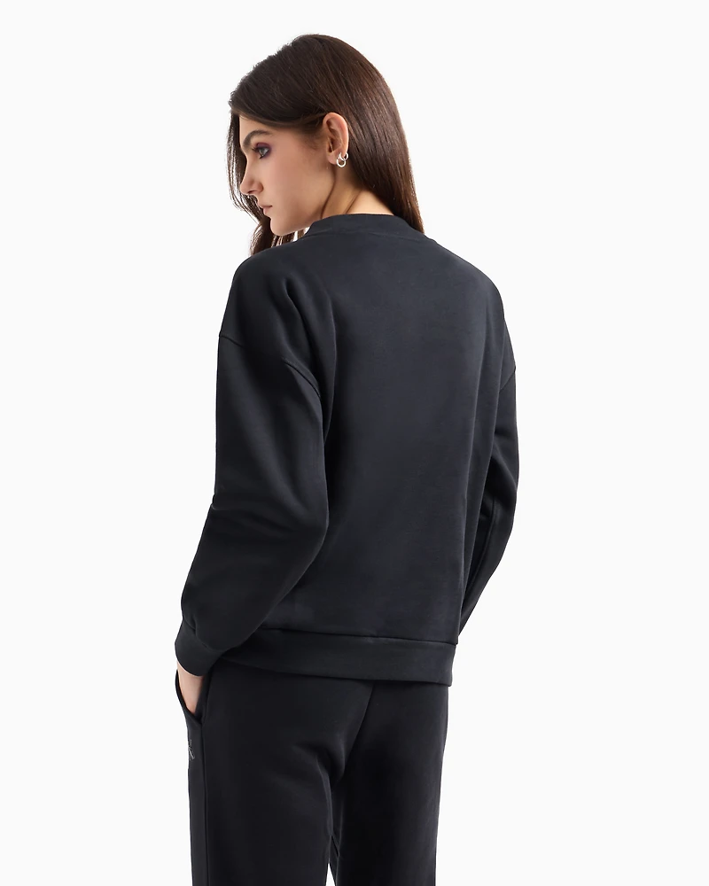 High neck sweatshirt with contrasting sparkling logo