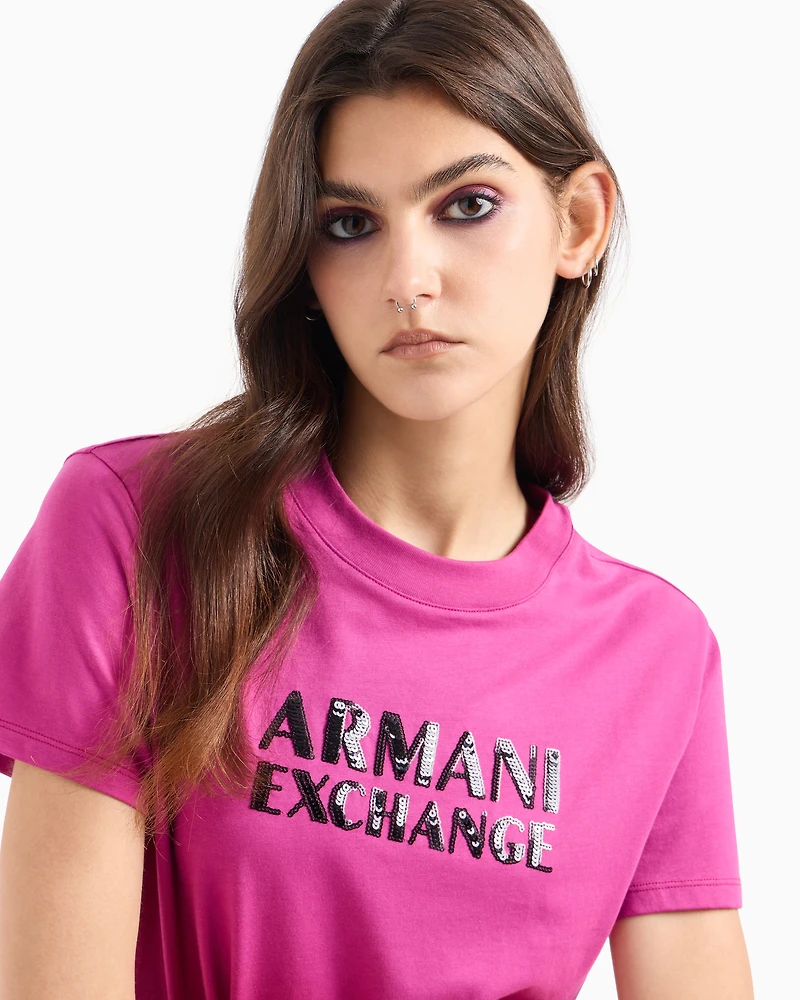 Slim fit jersey T-shirt with contrasting plate