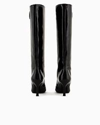 Patent leather boots with heel