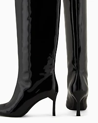 Patent leather boots with heel
