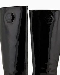 Patent leather boots with heel