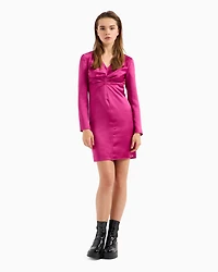 Satin midi dress with ruching