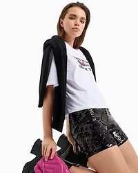 Cropped fit t-shirt "Can't stop thinking about you"