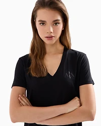 Regular fit V-neck T-shirt fabric