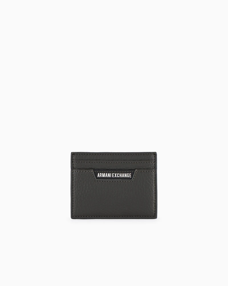 Card holder with logo plate in recycled ASV material