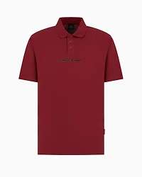 Short-sleeved polo shirt with metallic profile logo