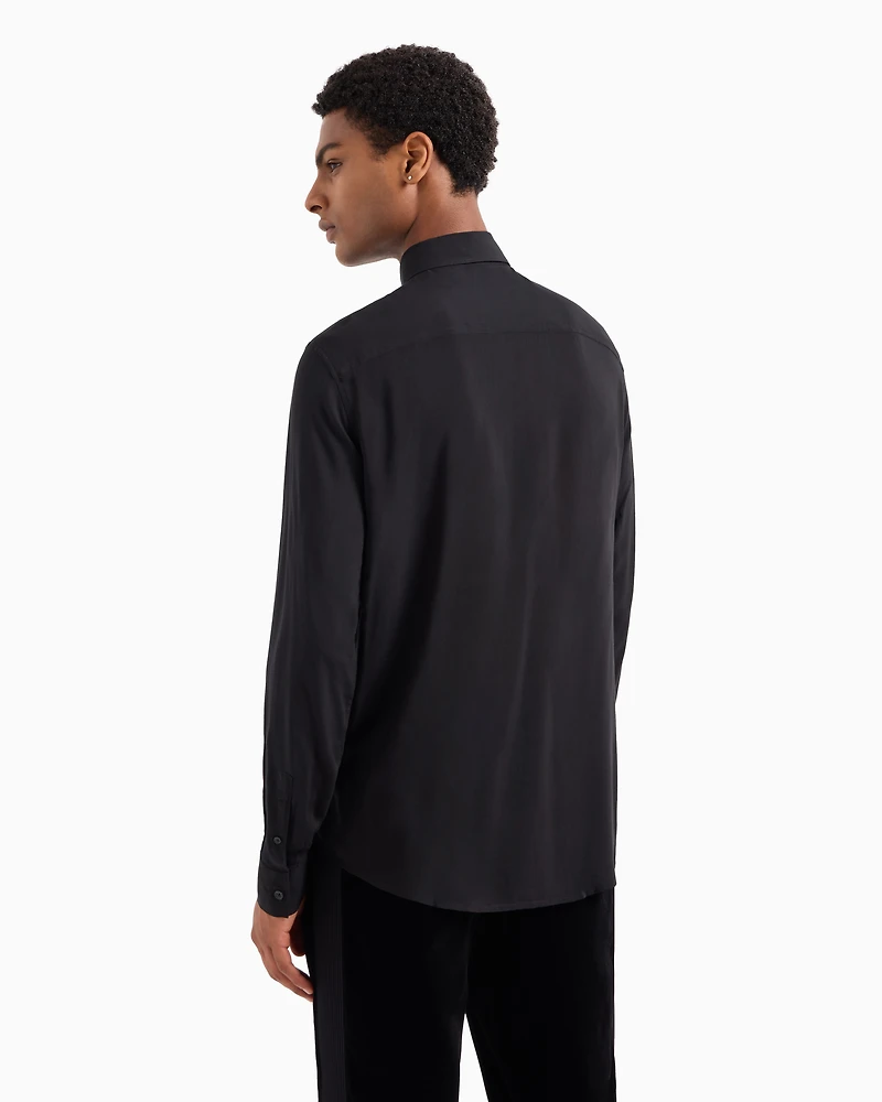Regular fit shirt satin stretch cotton