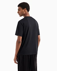 Regular fit T-shirt with tone-on-tone embroidery organic cotton
