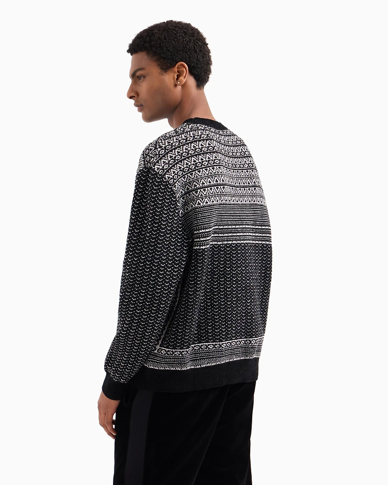 Two-tone tricot pattern sweater