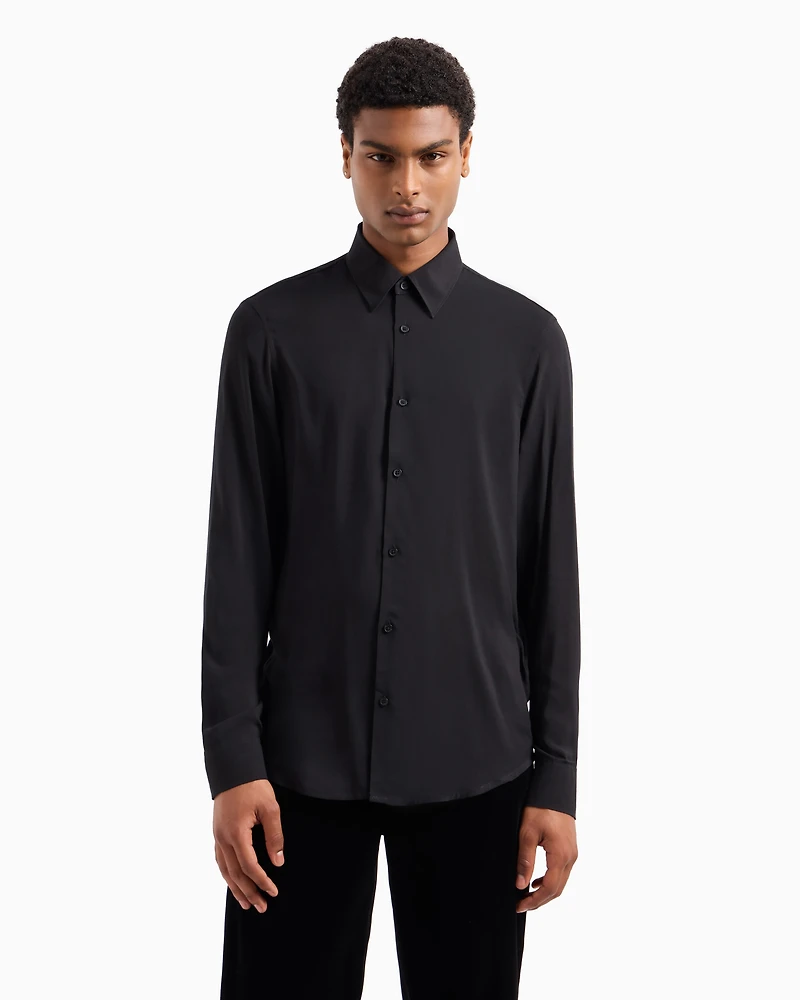 Regular fit shirt satin stretch cotton