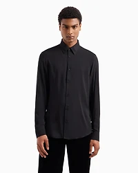Regular fit shirt satin stretch cotton
