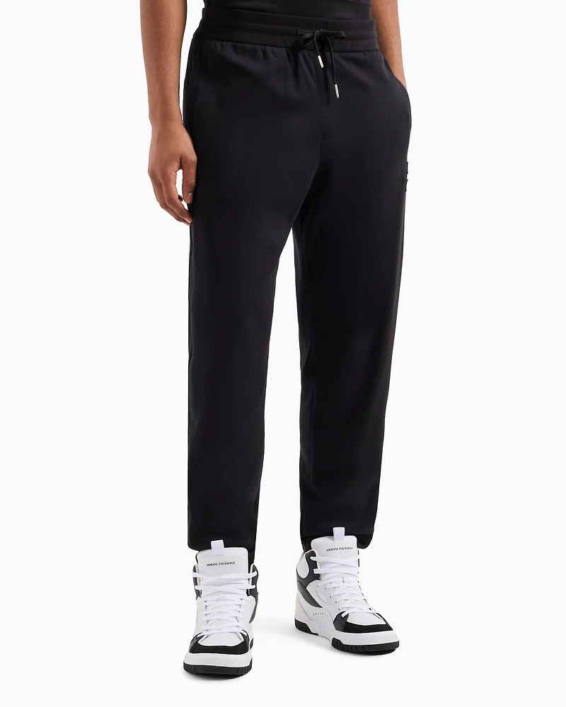 Cotton Interlock Jogger Pants with Logo Tape