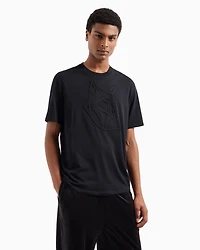 Regular fit T-shirt with tone-on-tone embroidery organic cotton