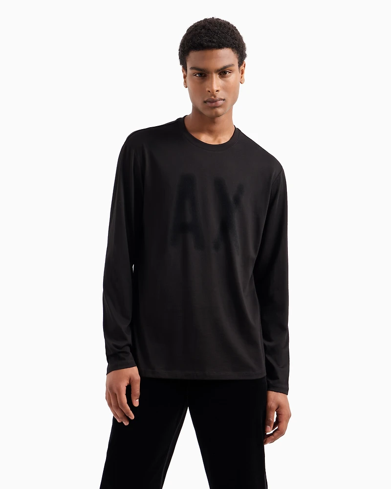 Long-sleeved T-shirt with faded logo