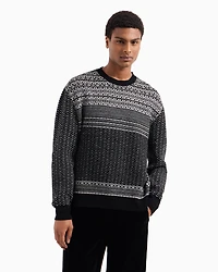 Two-tone tricot pattern sweater