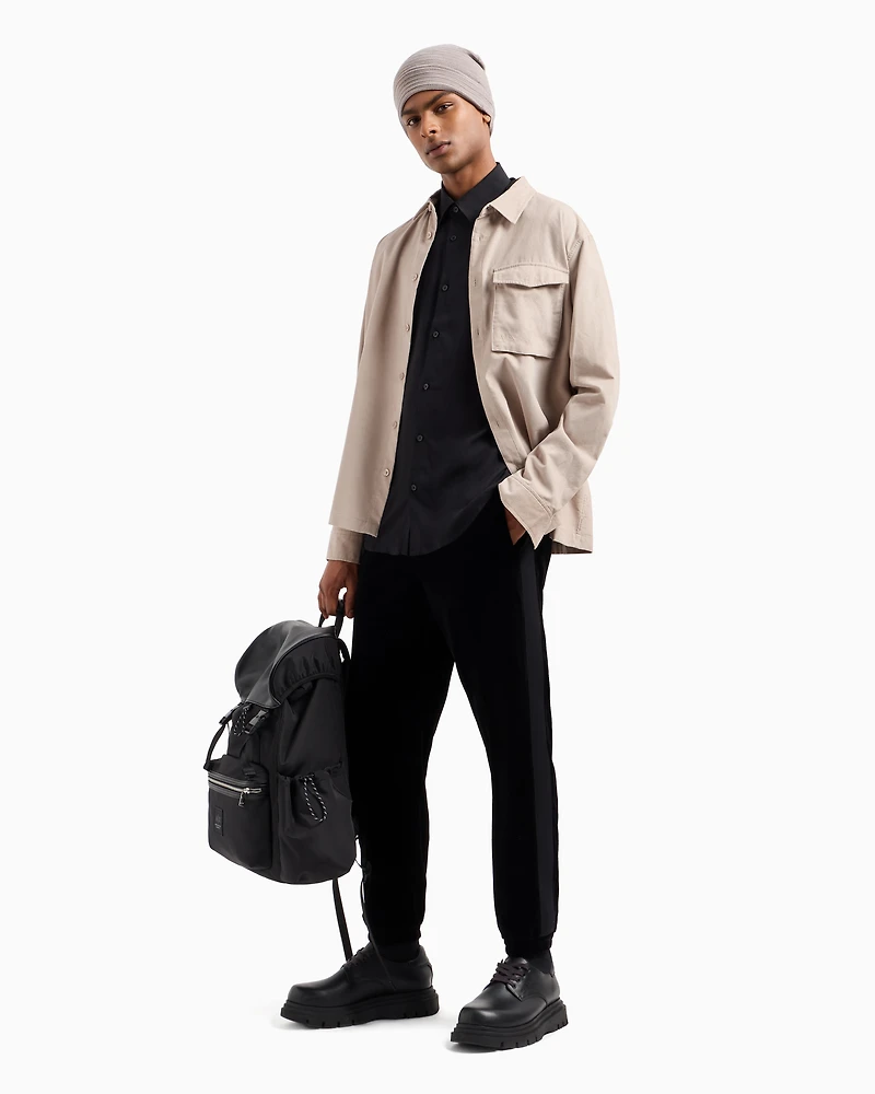 Regular fit shirt satin stretch cotton