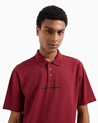 Short-sleeved polo shirt with metallic profile logo