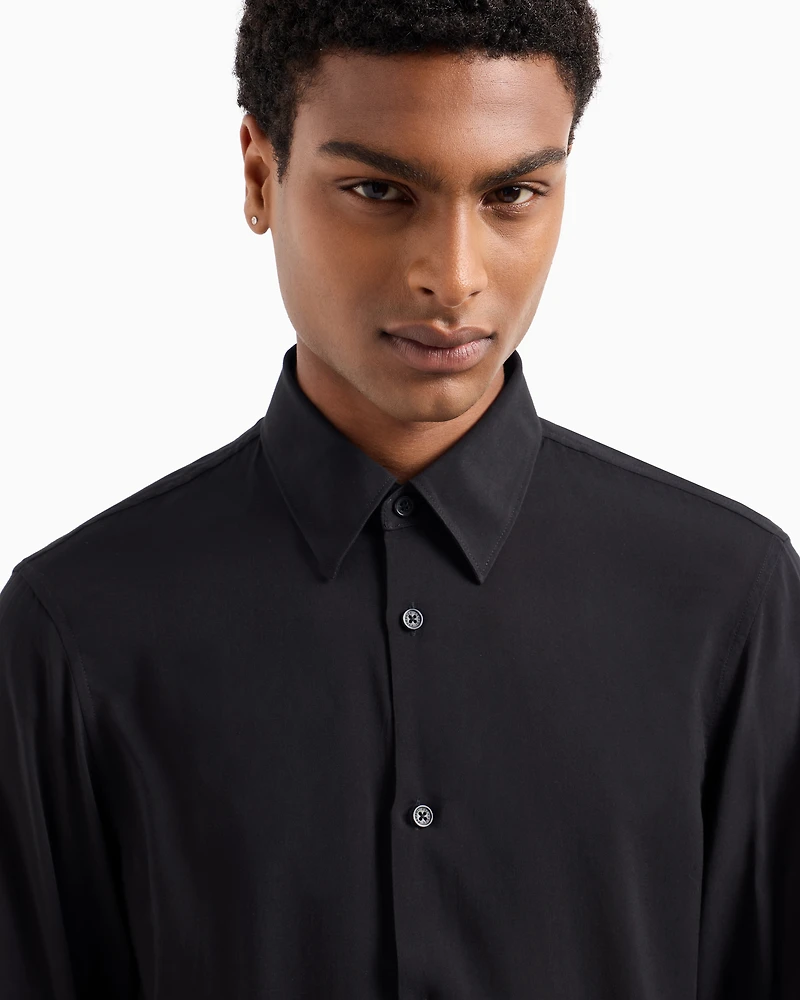 Regular fit shirt satin stretch cotton