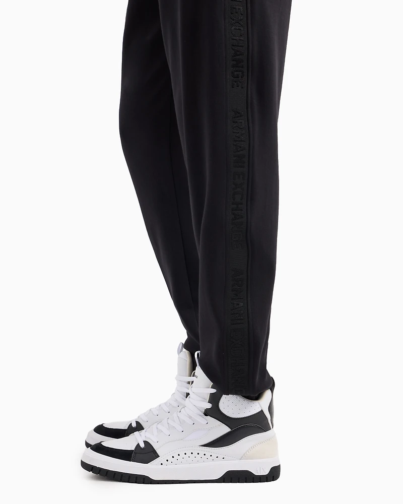 Cotton Interlock Jogger Pants with Logo Tape