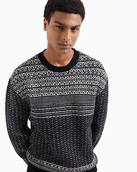 Two-tone tricot pattern sweater
