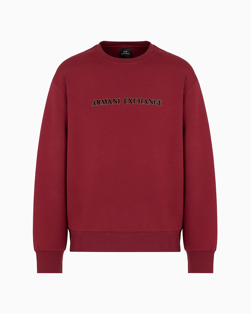 Crewneck sweatshirt with metal profile logo