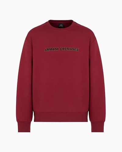 Crewneck sweatshirt with metal profile logo