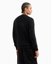 Crewneck sweater with jacquard workmanship