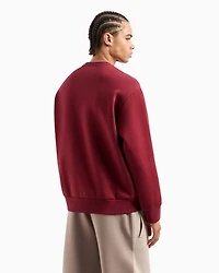 Crewneck sweatshirt with metal profile logo